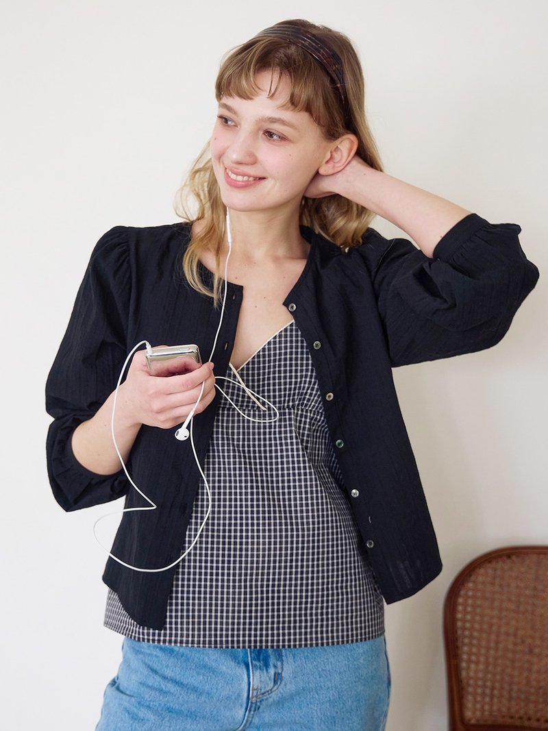 Hayden blouse_ Black - 女襯衫 - 棉．麻 黑色