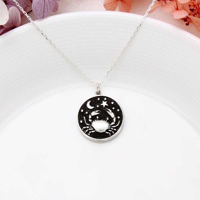 【Angel & Me】Astrology Cancer s925 sterling silver necklace Birthday gift - สร้อยคอ - เงินแท้ สีเงิน