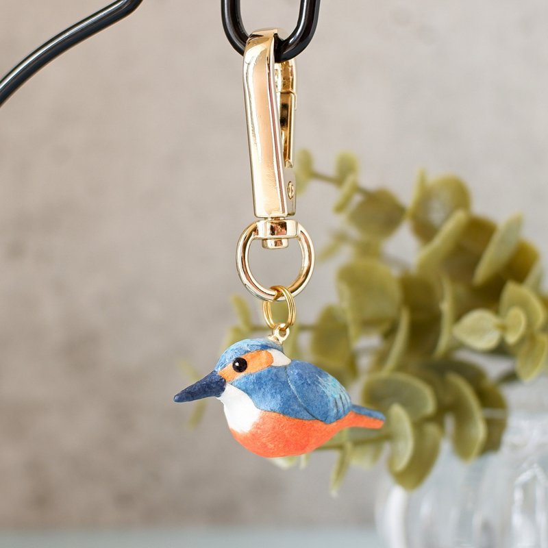 Washi paper accessories Key holder/bag charm Kingfisher Wild bird - Keychains - Other Materials Blue