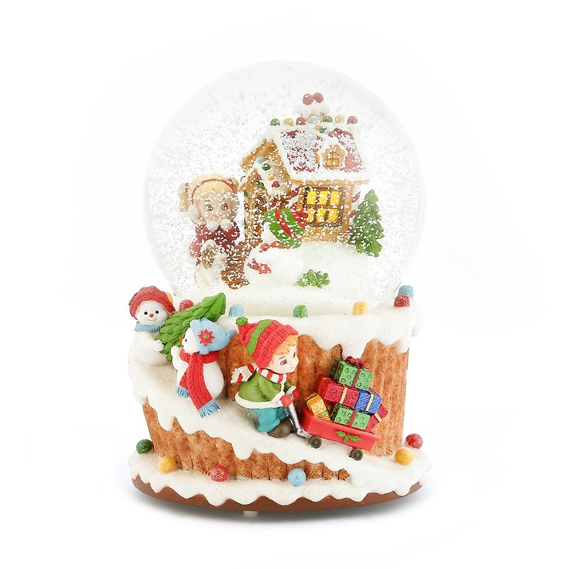 聖誕糖果屋狂想曲 水晶球音樂盒 聖誕禮物 交換禮物 雪人薑餅屋 - 裝飾/擺設  - 玻璃 
