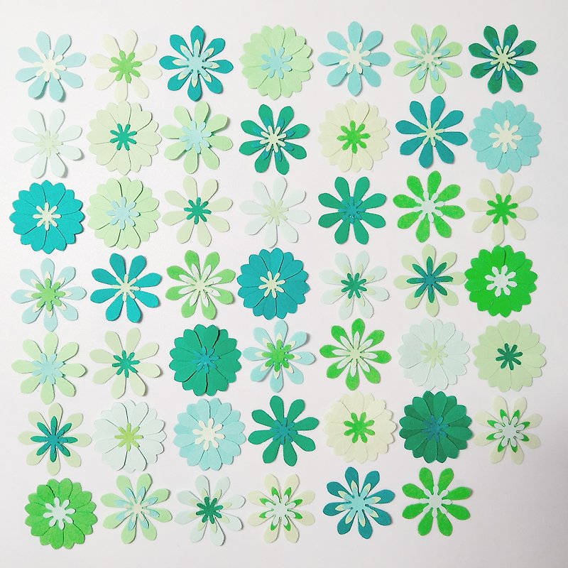 Flower flakes Collage material Paper craft Paper flower Album decoration Material Lilac craft Notebook - งานไม้/ไม้ไผ่/ตัดกระดาษ - กระดาษ สีเขียว