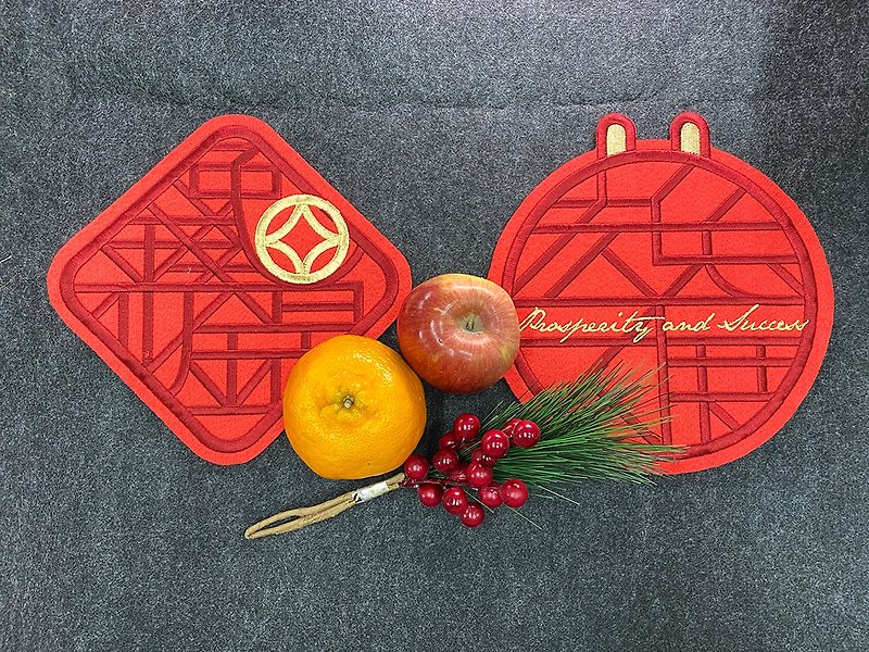 Window grille impression Year of the Rabbit design Spring Festival couplets - Items for Display - Latex Red