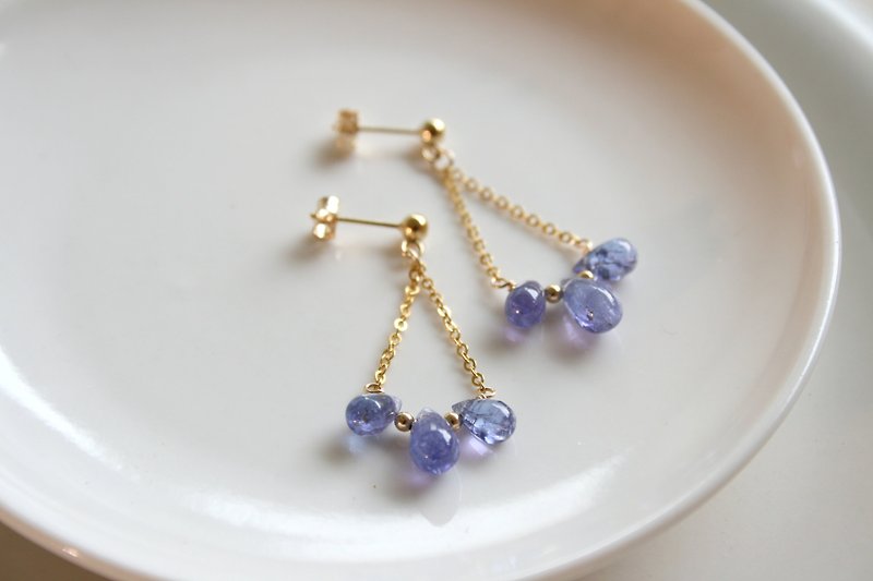 剛剛好的距離 漂亮藍紫色 丹泉石耳環 可改夾式 坦桑石 - 耳環/耳夾 - 寶石 藍色