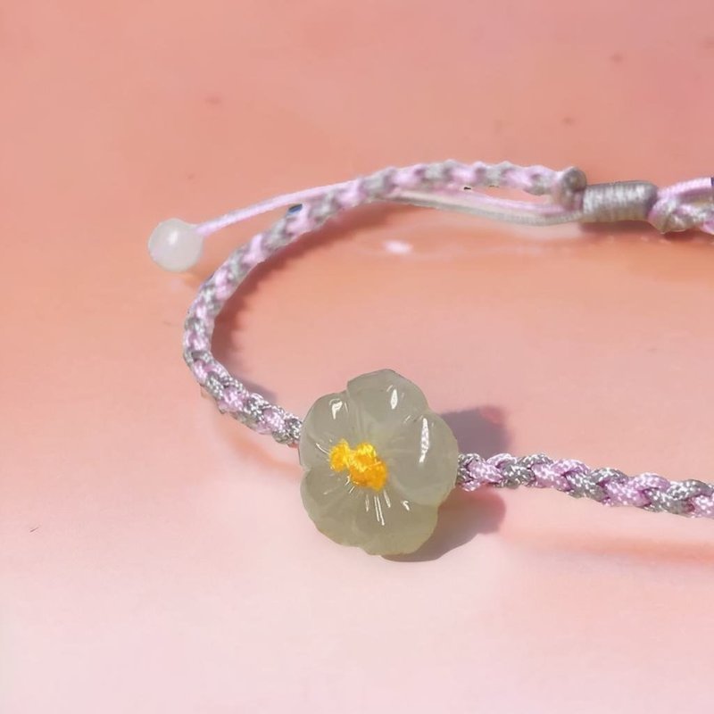 冰種翡翠花花編織手鍊 | 天然緬甸玉A貨翡翠 | 送禮 - 手鍊/手環 - 玉石 透明