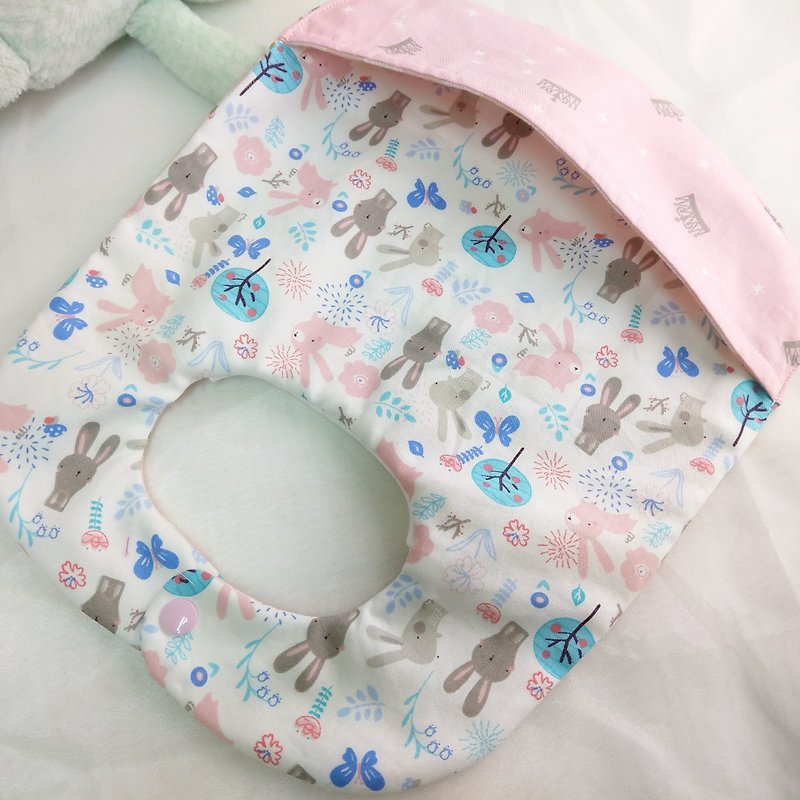 Ash Bunny. Neckline can be tucked into a large pocket eating bib (name can be embroidered)
