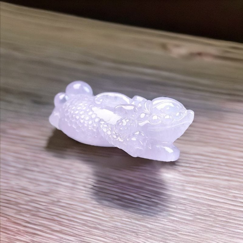冰種紫羅蘭翡翠精雕三腳蟾蜍 | 天然緬甸玉翡翠A貨 | 送禮 - 項鍊 - 玉石 粉紅色