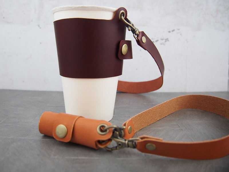 Eco-friendly cup bag/storable/leather/customized - Beverage Holders & Bags - Genuine Leather 