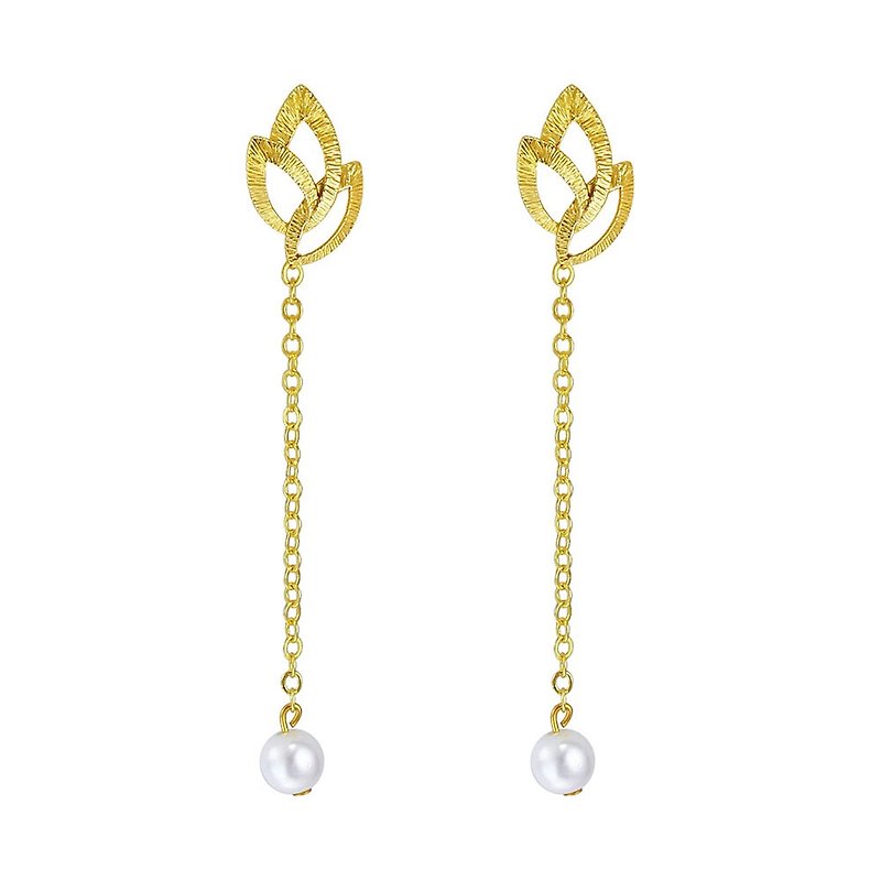 Swaying. Swing pearl earrings - Earrings & Clip-ons - Other Metals Gold