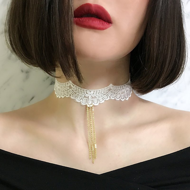 Rêverie: Choker SV 189 - Necklaces - Polyester White