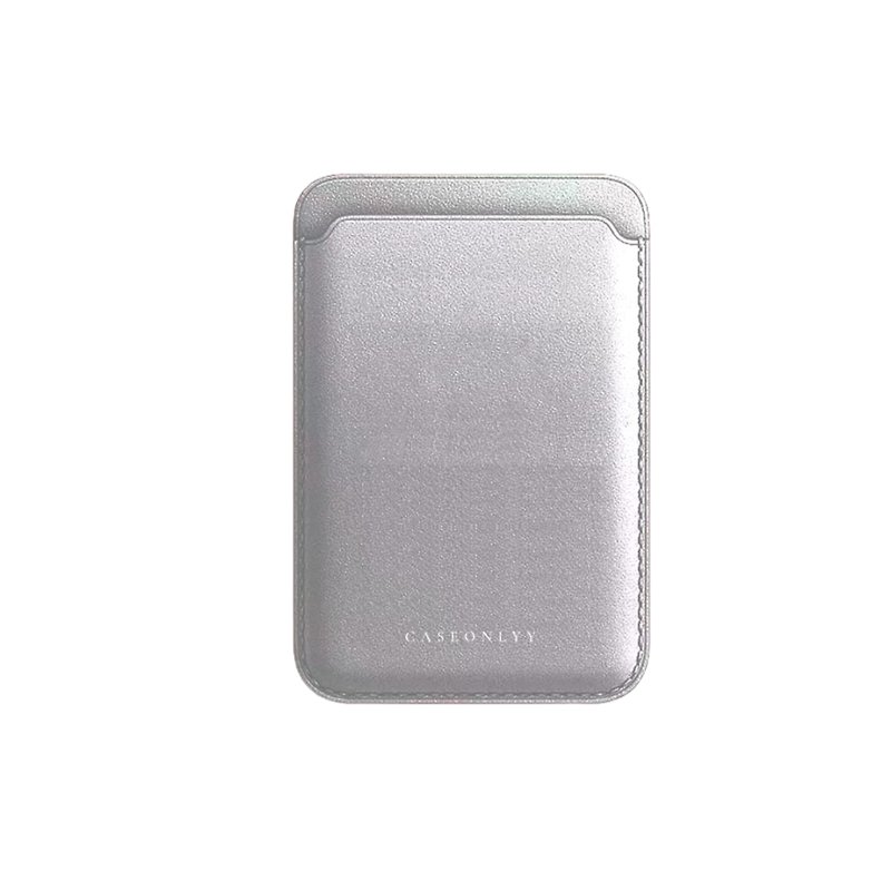 MagSafe silver super magnetic leather card holder - Phone Accessories - Faux Leather Silver