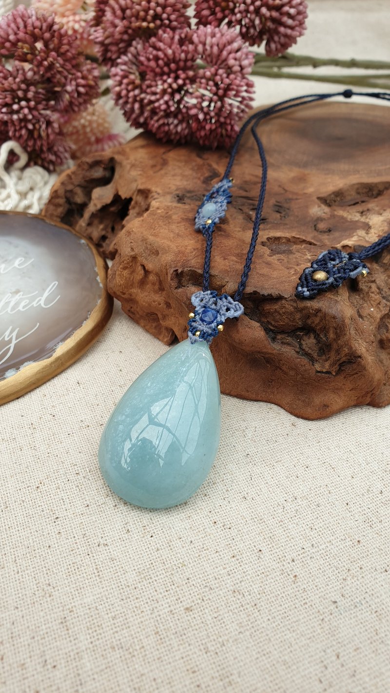 AQ02手中閃耀海藍寶編織項鍊 - 項鍊 - 其他材質 藍色