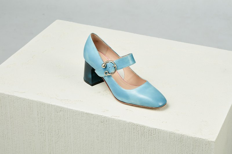 HTHREE 6.5 Mary Jane Pumps / Glacier Blue / 6.5 Mary Jane Pumps - High Heels - Genuine Leather Blue
