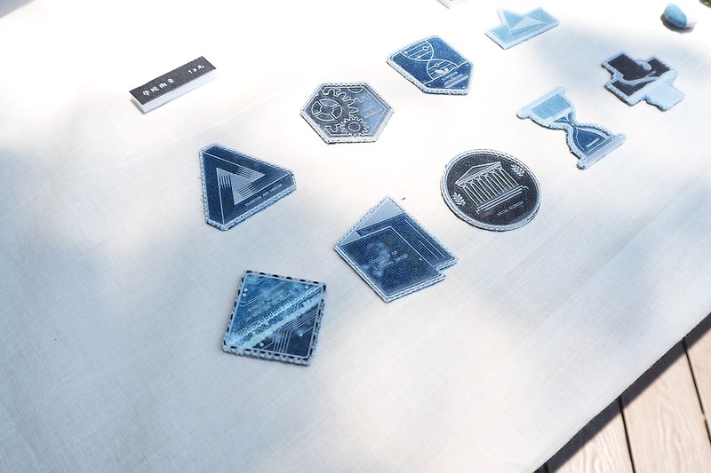 Badge of Nine Different Colleges - Badges & Pins - Cotton & Hemp Blue