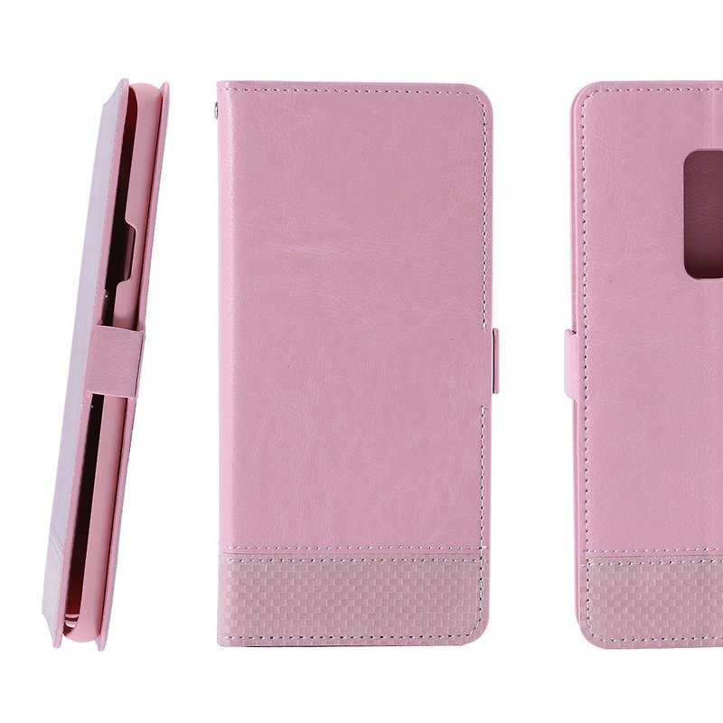 CASE SHOP Samsung Galaxy S9+ Plaid Side Leather Case - Powder (4716779659429) - Phone Cases - Faux Leather Pink