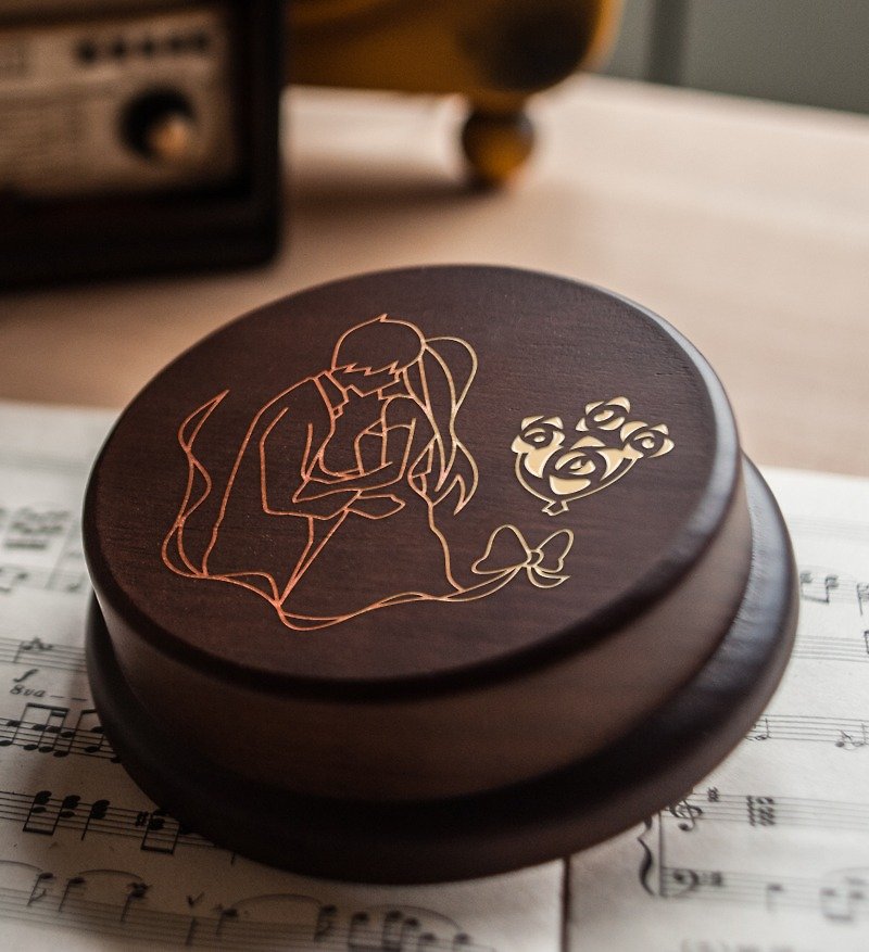 Wedding customized log music box/wedding [wedding gift, commemorative gift] - Items for Display - Wood Brown