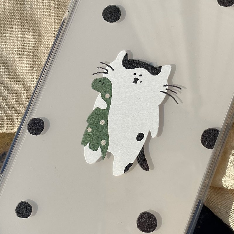 Cat holding dragon iphone case - เคส/ซองมือถือ - พลาสติก สีใส