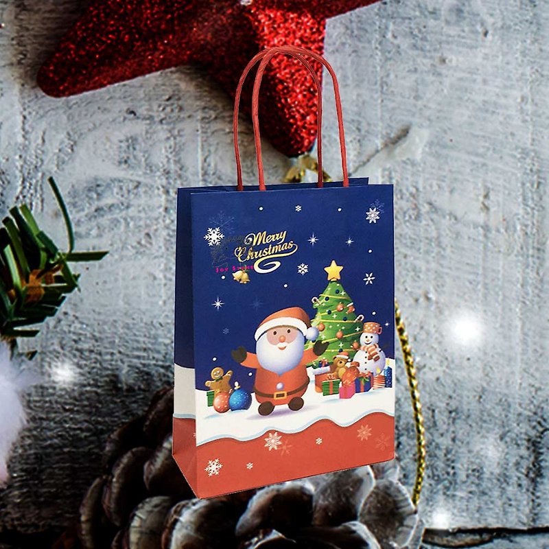 Xmas Gift Paper Bag Twisted Paper Rope Loop Handles Merry Xmas Styles Option - วัสดุห่อของขวัญ - กระดาษ หลากหลายสี
