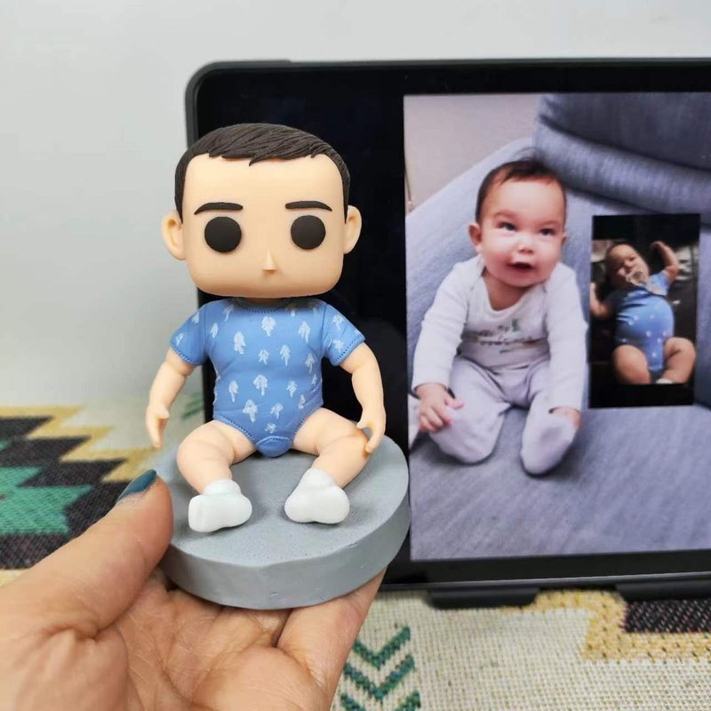 Purely handmade custom American Funko Pop self-portrait doll boyfriend husband birthday gift - Stuffed Dolls & Figurines - Clay Multicolor