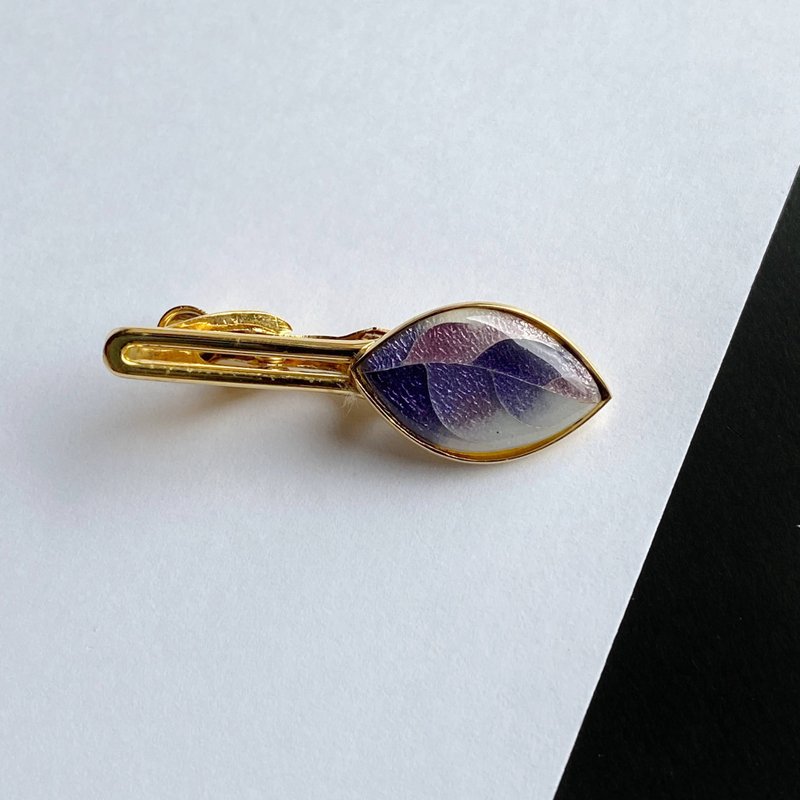 リーフ【バイオレット Violet】七宝焼のネクタイピン  純銀胎有線七宝 - 領帶/領帶夾 - 其他材質 紫色