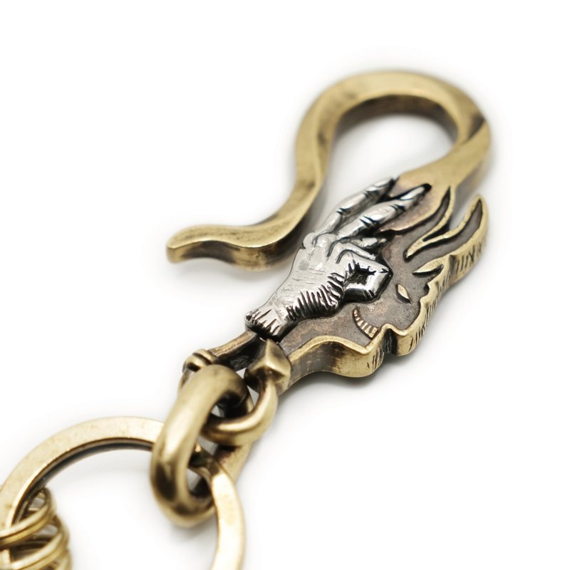 【Knockout】 Atomic138 Evil Hand Tattoo Joint Bronze Big Hook 925 Sterling Silver Waist Chain - Keychains - Copper & Brass 