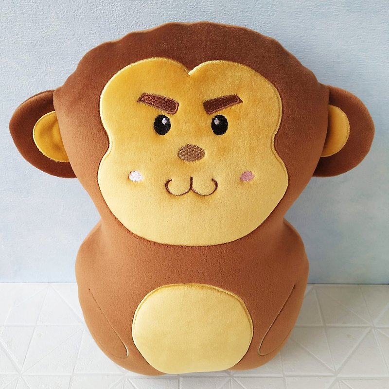 Accompanying Doll-A Bing Brother Little Monkey│Car Pillow│Sofa Pillow - ตุ๊กตา - งานปัก สีนำ้ตาล