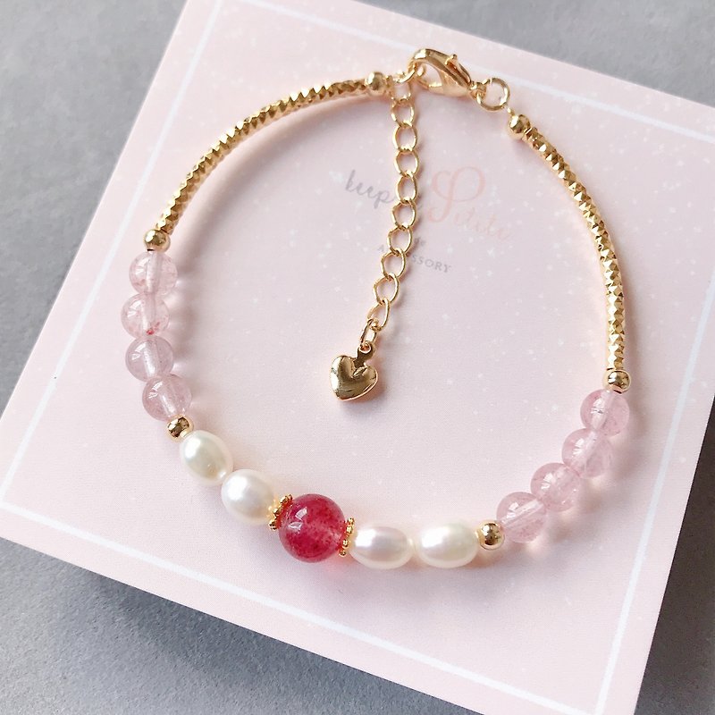 Love luck natural pearl strawberry crystal natural stone crystal bracelet girlfriends sister gift