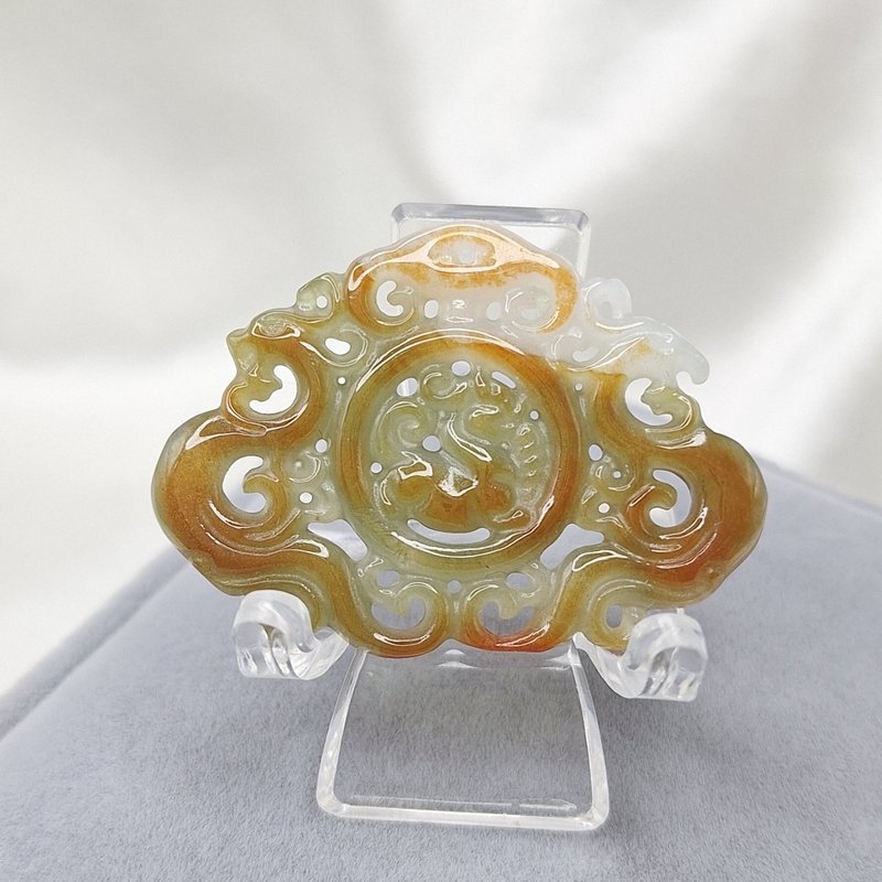 天然加溫紅翡 如意鎮福 麒麟鳳凰 祥瑞吊墜 | 天然緬甸玉A貨翡翠 - 項鍊 - 玉石 