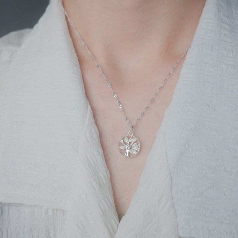 Customizable chain exchange possible | 925 sterling silver tree of life necklace, the first choice for Valentine’s Day gifts, free gift box package - สร้อยคอ - เงินแท้ สีเงิน