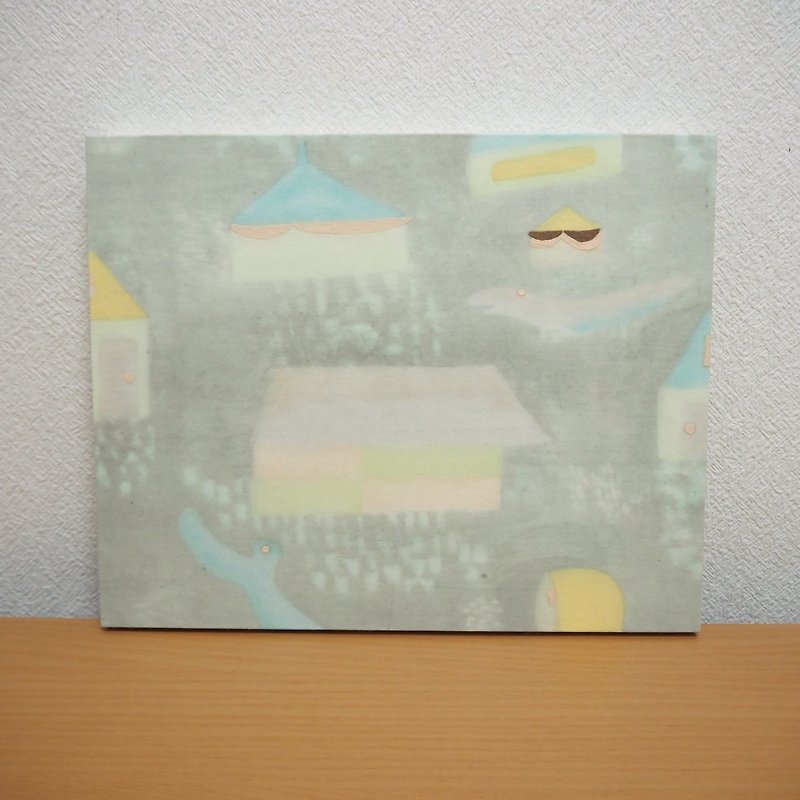 silence1 (light green) Washi paper, water-based woodblock print, and mineral pigments on panel - โปสเตอร์ - กระดาษ สีเขียว