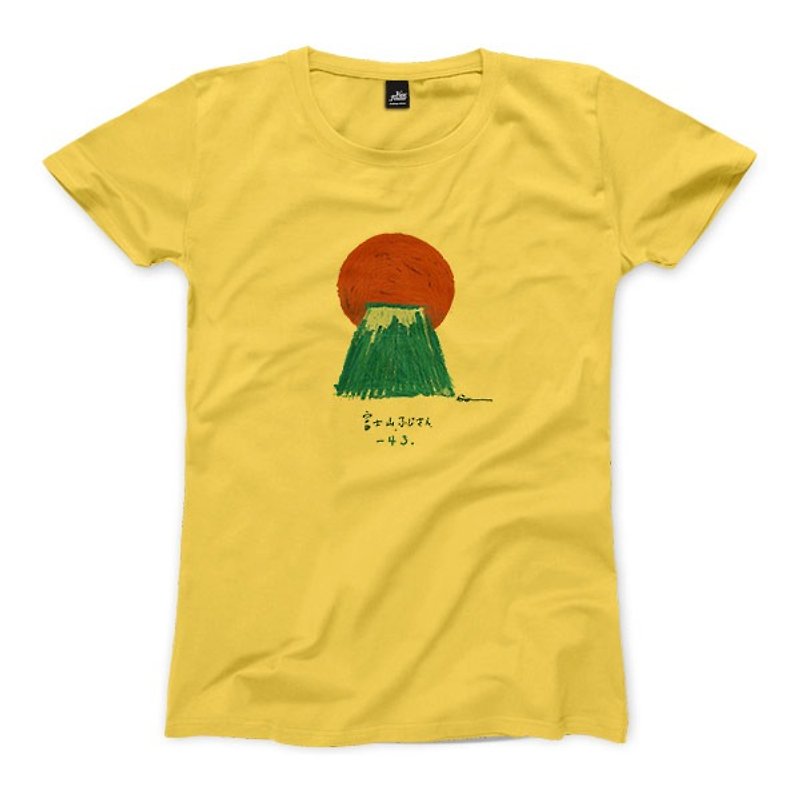 富士山 - 黄色 - 女性Tシャツ - Tシャツ - コットン・麻 