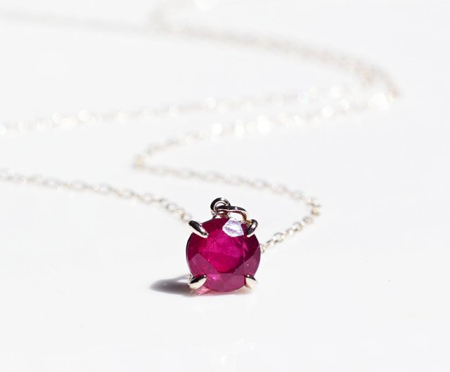 K10 ruby ​​single 6mm round necklace Rosemonde - Shop