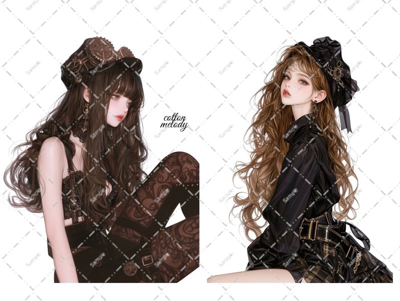original sticker no.5830 人物ステッカー オリジナルステッカー 人物ステッカー 女の子ステッカー オリジナル人物ステッカー - 貼紙 - 紙 