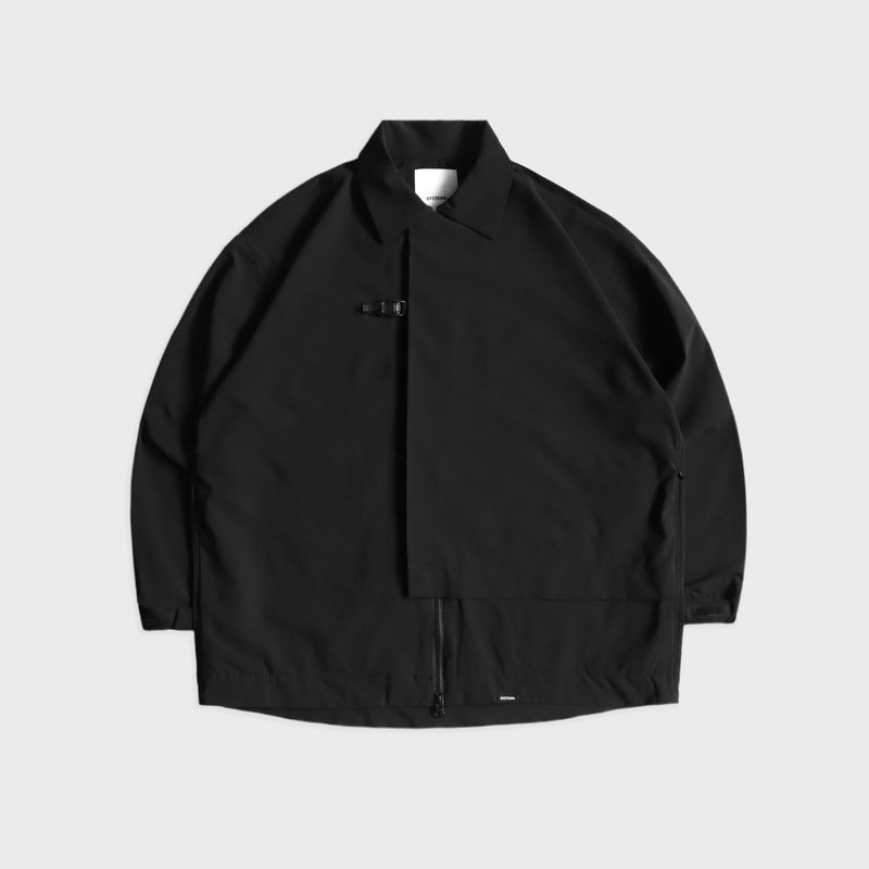 DYCTEAM - See-through Loose Asymmetric Zip-up Jacket (black) - 男襯衫/休閒襯衫 - 其他材質 黑色