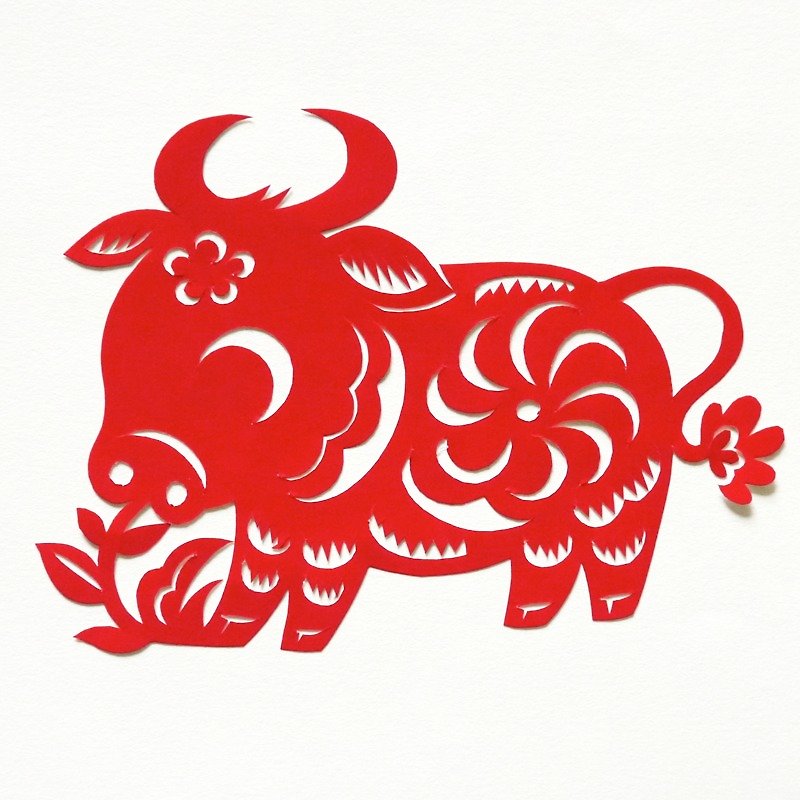 Kirigami / Etoushi Twelve Chinese Zodiac Cow - โปสเตอร์ - กระดาษ สีแดง