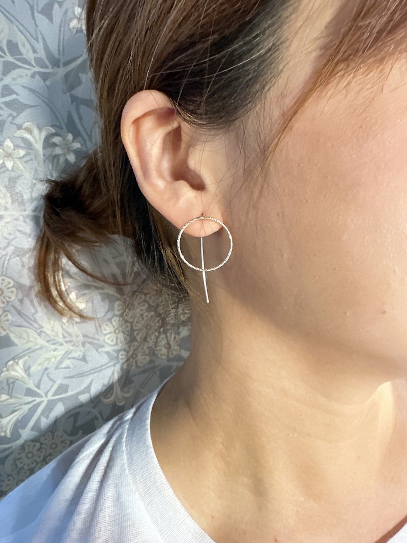 Full Moon Ear Hook Earrings - ต่างหู - เงินแท้ 