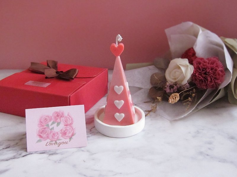 [Customized] Love Pyramid Scented Candle Gift Box - Candles & Candle Holders - Wax Pink