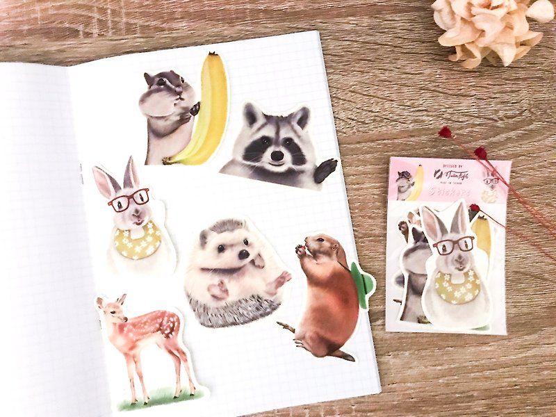 可愛小動物貼紙包 - 貼紙 - 紙 
