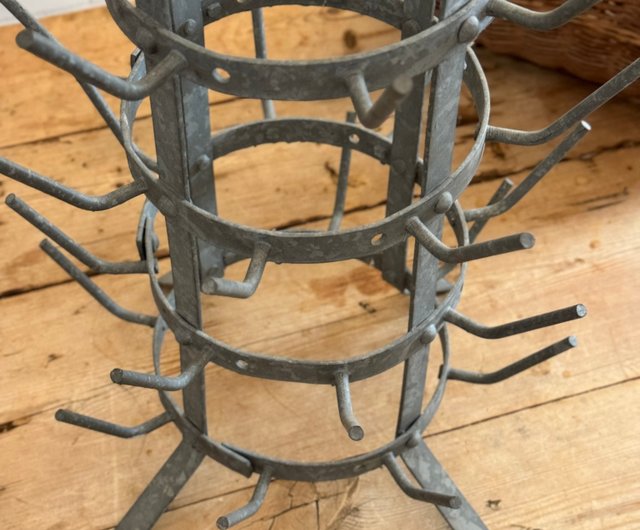 40652--希少なフランスアンティーク亜鉛メッキ5層ボトル乾燥