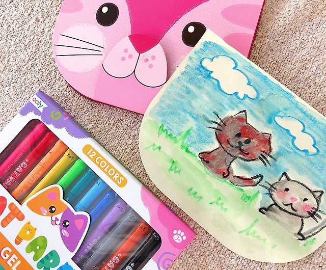 American OOLY Cat Fans Parade Rotating Watercolor Crayons (12