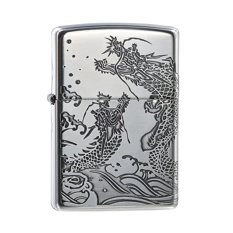 [ZIPPO official flagship store] Double sea dragon pattern (Silver) windproof lighter ZA-3-39C - อื่นๆ - ทองแดงทองเหลือง สีเงิน
