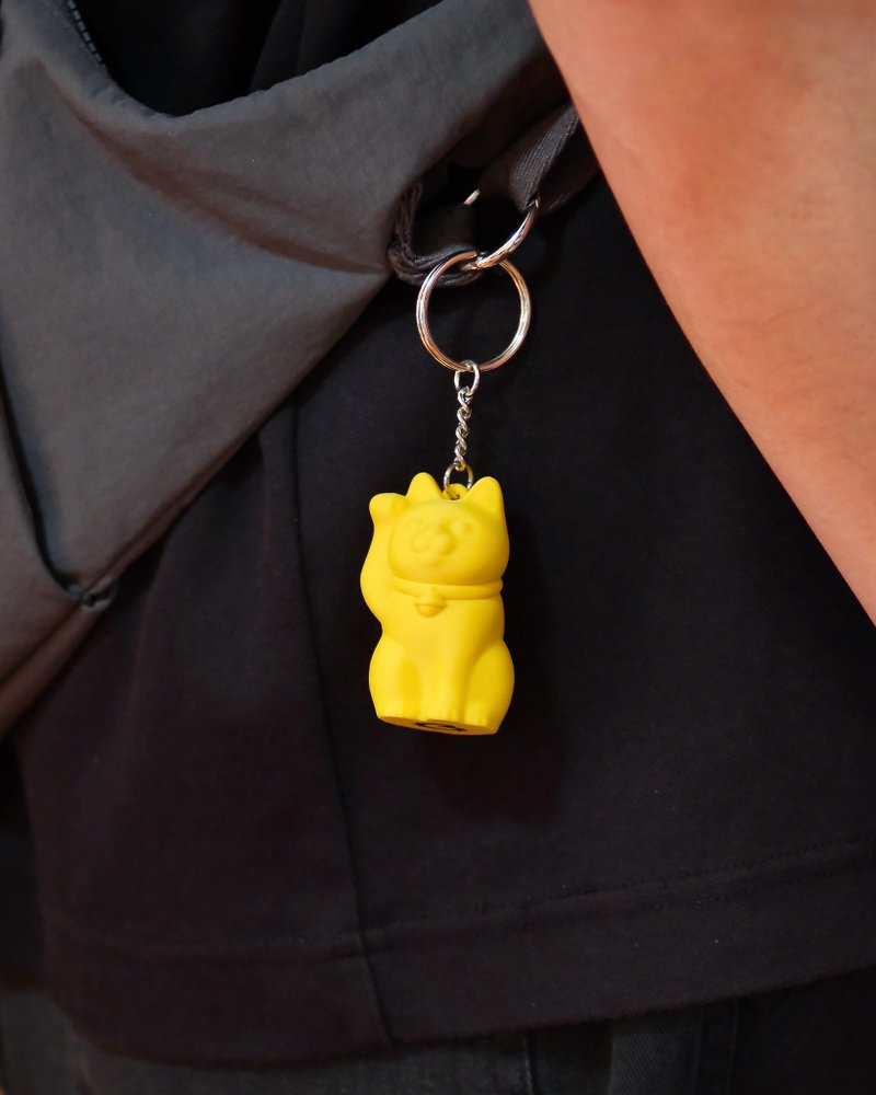 招財貓鎖匙扣 原創設計/3D列印/招財/招運/招福/送禮/貓咪 - 鑰匙圈/鑰匙包 - 塑膠 黑色