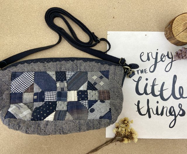 パッチワークショルダーバッグ×和染布 2用途で使える和幾何学