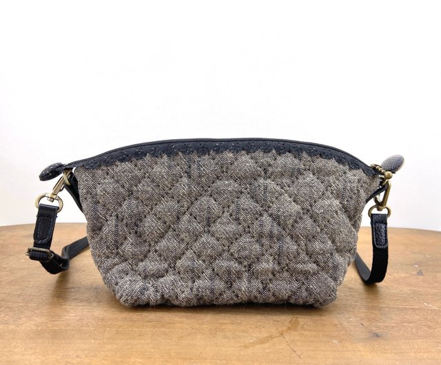 xパッチワーク斜めがけバッグx 日本の先染め生地 - 和風幾何学 2WAY