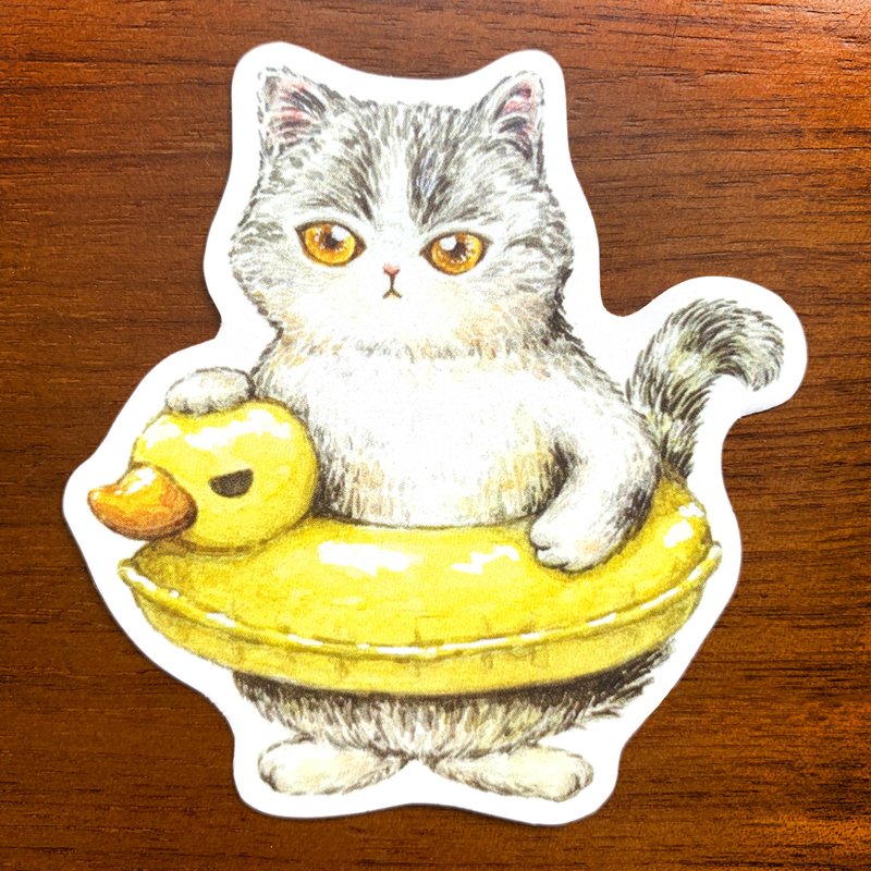 Cat Duckling Blister Glossy Sticker - Stickers - Paper Multicolor