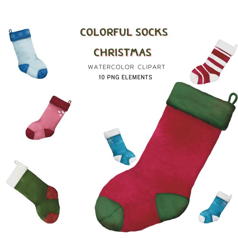 Colorful Socks Christmas Decorations - 電子似顏繪/繪畫/插畫 - 其他材質 