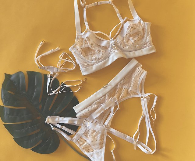 Buy online White Nylon Bras And Panty Set from lingerie for Women