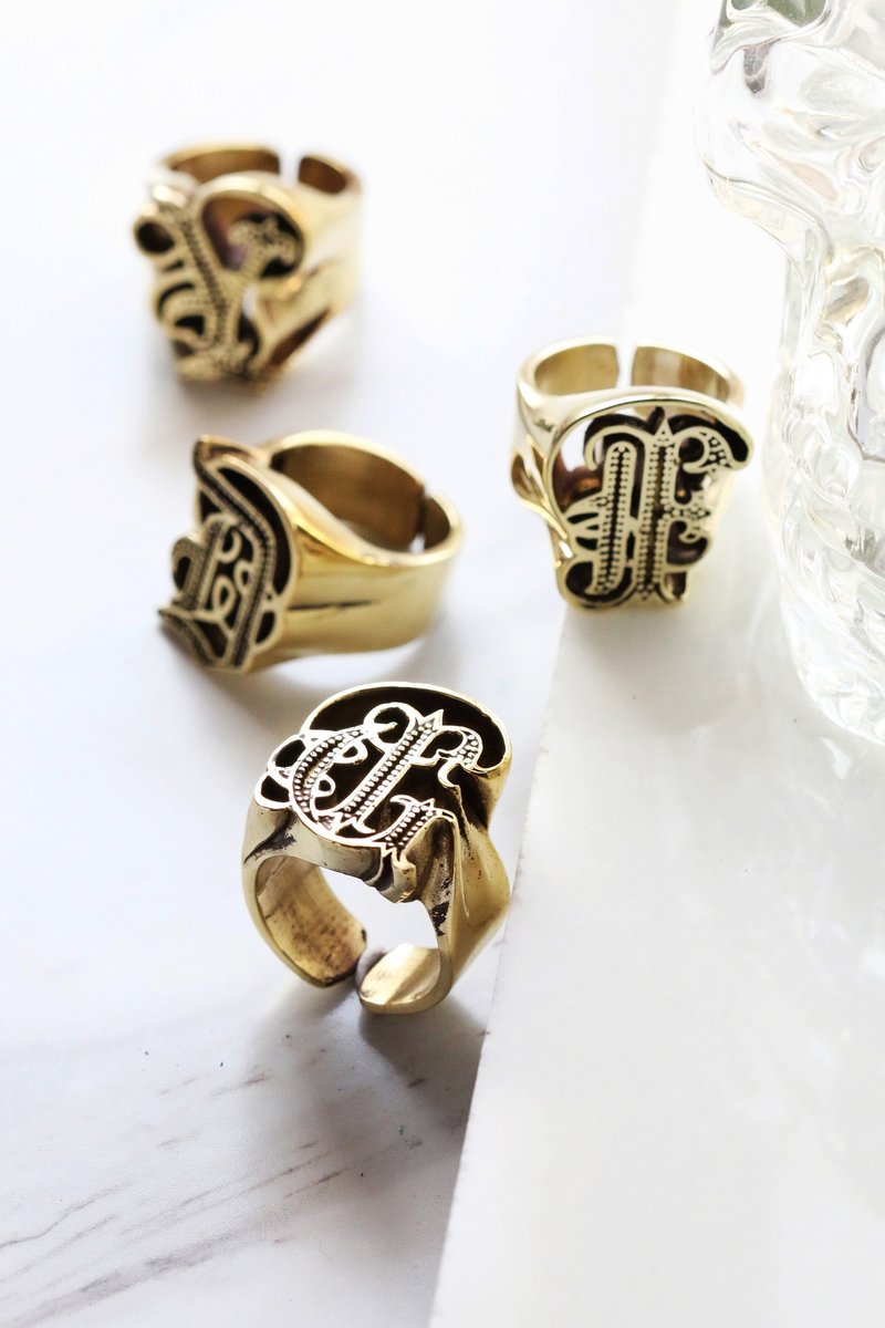 A-Z Alphabet Rings Collection by DEFY V.1 - General Rings - Other Metals Gold