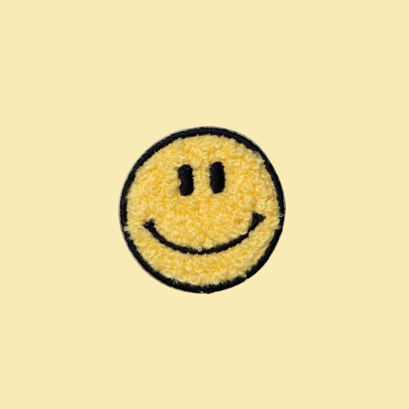 Zoila Textured Terry Smiley Face Embroidered Sticker-Yellow - Other - Polyester Yellow