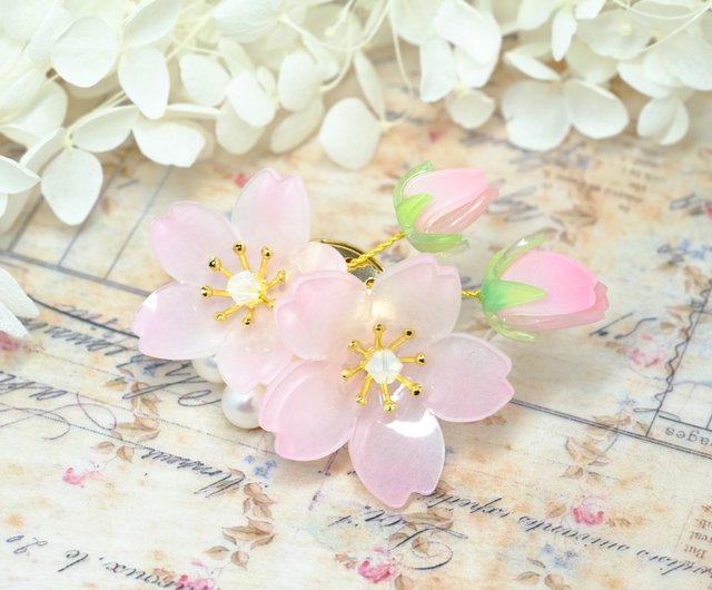 桜蕾ブローチ -ピンク-【自分だけの春を待つ】 - ショップ 蝶蔵