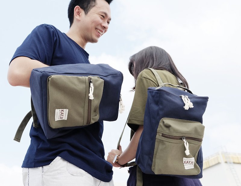 KATJI BUCKET BAG : Navy-Green - Backpacks - Other Materials Blue